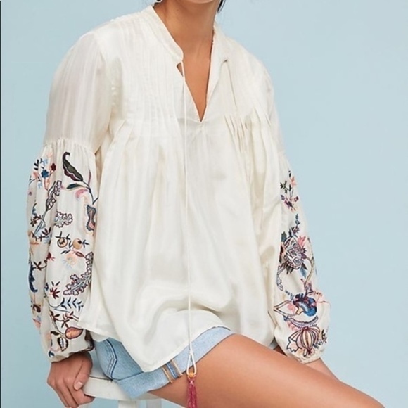 Let Me Be Lexy Embroidered Peasant Top XS/SM - Picture 2 of 8